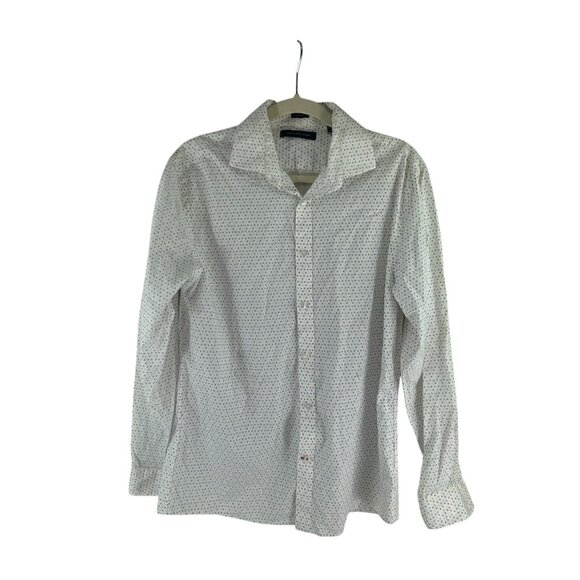 Tommy Hilfiger Mens Slim Fit Button-Up Dress Shirt With Blue Pink Micro Print M - Picture 1 of 10